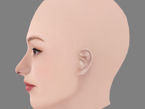 Devon Aoki Head - Sem cabelo - Cabeça baixa poli para jogo Modelo 3D