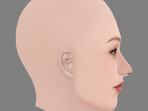 Devon Aoki Head - Sem cabelo - Cabeça baixa poli para jogo Modelo 3D