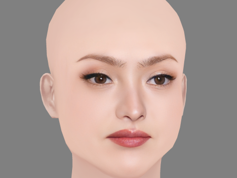 Devon Aoki Head - Sem cabelo - Cabeça baixa poli para jogo Modelo 3D