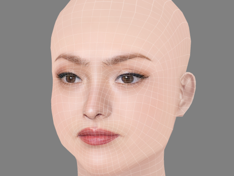 Devon Aoki Head - Sem cabelo - Cabeça baixa poli para jogo Modelo 3D