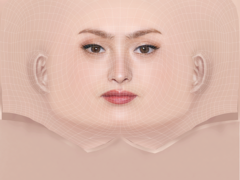 Devon Aoki Head - Sem cabelo - Cabeça baixa poli para jogo Modelo 3D