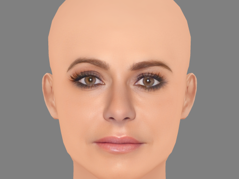 Dorit Kemsley Head - 无头发 - 低聚游戏头 3D 模型