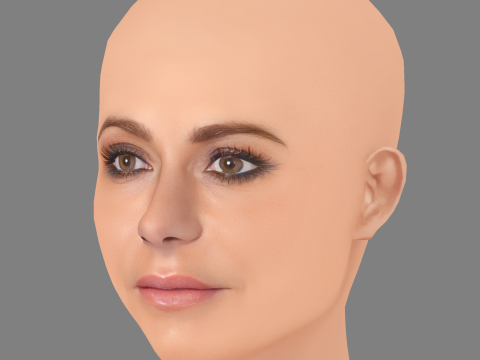 Dorit Kemsley Head - 无头发 - 低聚游戏头 3D 模型