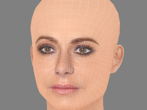 Dorit Kemsley Head - 无头发 - 低聚游戏头 3D 模型