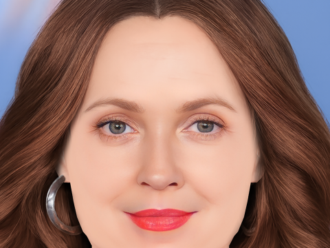 德鲁·巴里摩尔头 - 无头发 - 低聚游戏头 3D 模型