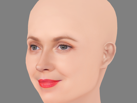 Drew Barrymore Head - No Hair - Low poly head for game 3D Model