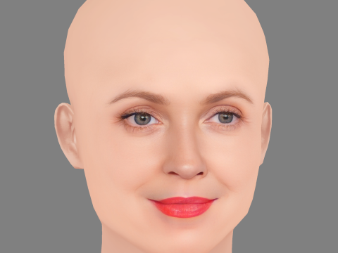 Drew Barrymore Head - No Hair - Low poly head for game 3D Model