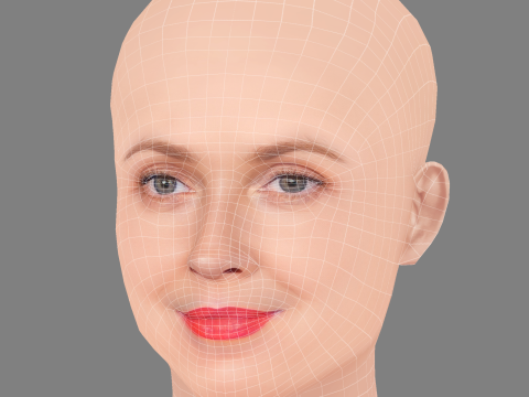 Drew Barrymore Head - No Hair - Low poly head for game 3D Model