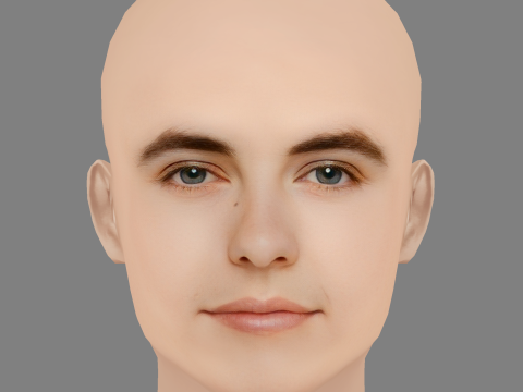 Elizabeth Hurley Head - Sem cabelo - Cabeça baixa poli para jogo Modelo 3D