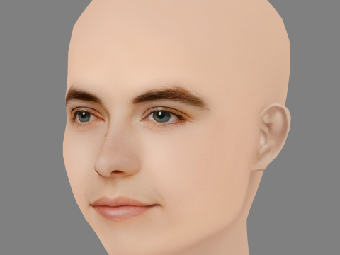 Elizabeth Hurley Head - Sem cabelo - Cabeça baixa poli para jogo Modelo 3D