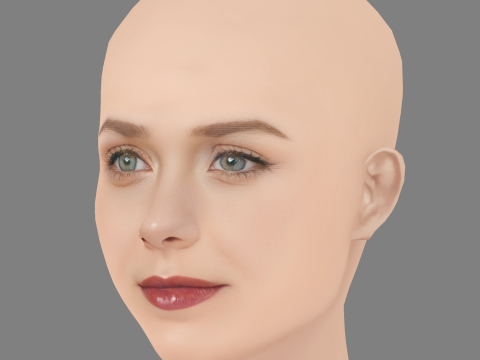 एलिजाबेथ ऑलसेन हेड - नो हेयर - गेम के लिए लो पॉली हेड 3D मॉडल