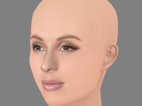 Голова Еллі Голдінг - без волосся - голова з низьким полі для гри 3D Модель