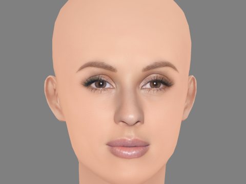 Голова Еллі Голдінг - без волосся - голова з низьким полі для гри 3D Модель