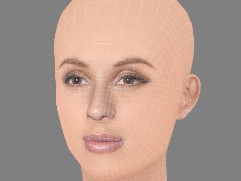 Голова Еллі Голдінг - без волосся - голова з низьким полі для гри 3D Модель