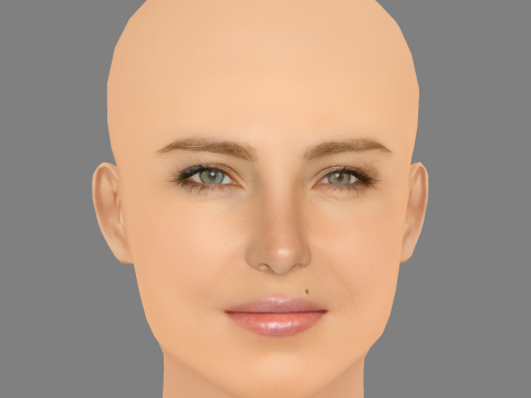Elsa Pataky Head - No Hair - Laag poly hoofd voor wild 3D Model