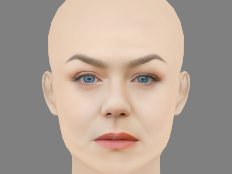 Голова Емілі Декен - без волосся - низькополігональна голова для гри 3D Модель