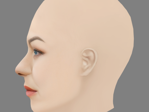 Голова Емілі Декен - без волосся - низькополігональна голова для гри 3D Модель