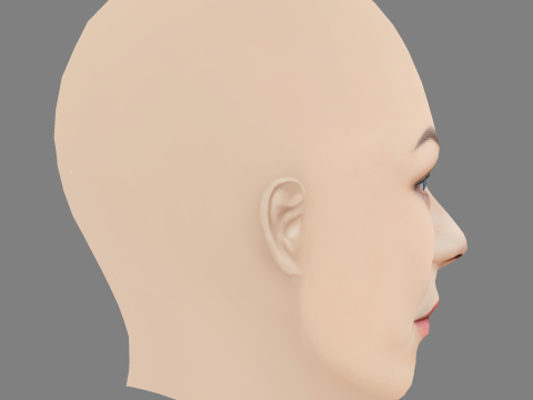 Голова Емілі Декен - без волосся - низькополігональна голова для гри 3D Модель