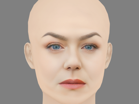 Голова Емілі Декен - без волосся - низькополігональна голова для гри 3D Модель