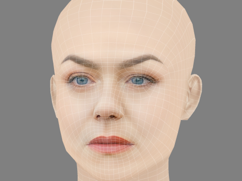 Голова Емілі Декен - без волосся - низькополігональна голова для гри 3D Модель