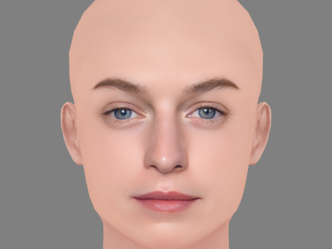 Emma Corrin Head - 无头发 - 游戏用低聚头 3D 模型