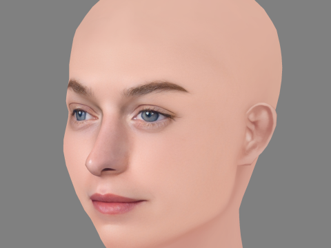 Emma Corrin Head - 无头发 - 游戏用低聚头 3D 模型