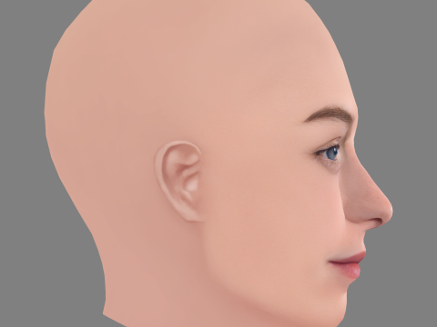 Emma Corrin Head - 无头发 - 游戏用低聚头 3D 模型