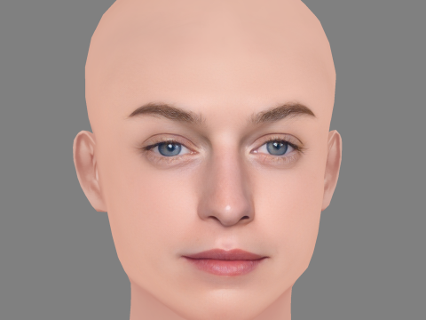 Emma Corrin Head - 无头发 - 游戏用低聚头 3D 模型