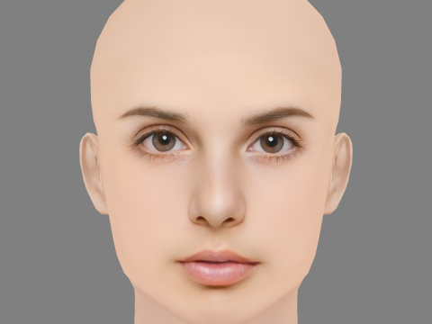 艾玛·洛克哈特头 - 无头发 - 低聚游戏头 3D 模型