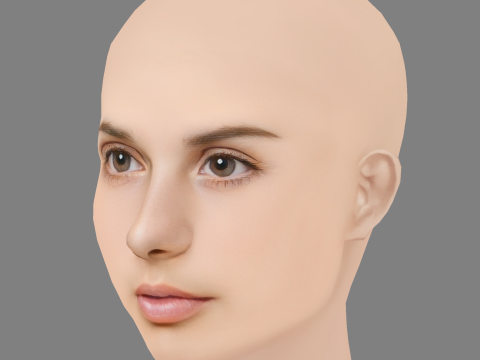 艾玛·洛克哈特头 - 无头发 - 低聚游戏头 3D 模型