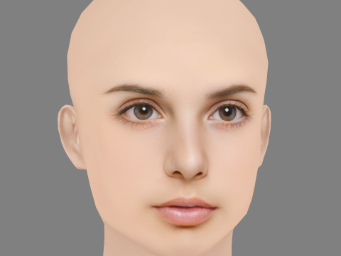 艾玛·洛克哈特头 - 无头发 - 低聚游戏头 3D 模型