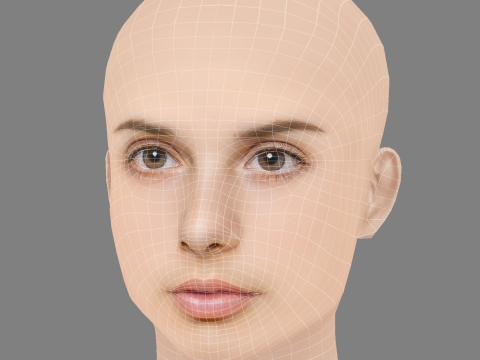 艾玛·洛克哈特头 - 无头发 - 低聚游戏头 3D 模型