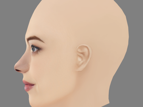 艾玛·斯通头 - 无头发 - 游戏用低聚头 3D 模型