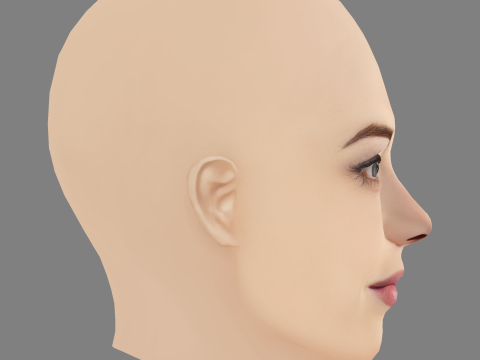 艾玛·斯通头 - 无头发 - 游戏用低聚头 3D 模型