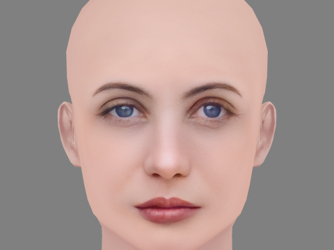 Emmanuelle Beart Head - Tanpa Rambut - Kepala poli rendah untuk permainan Model 3D