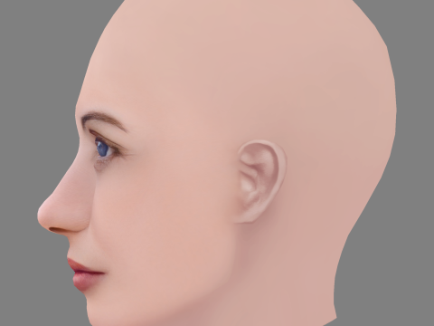 Emmanuelle Beart Head - Tanpa Rambut - Kepala poli rendah untuk permainan Model 3D