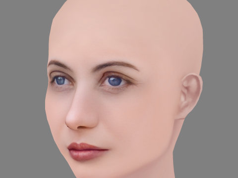 Emmanuelle Beart Head - Tanpa Rambut - Kepala poli rendah untuk permainan Model 3D