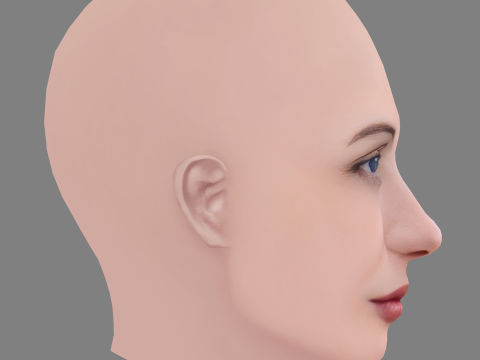 Emmanuelle Beart Head - Tanpa Rambut - Kepala poli rendah untuk permainan Model 3D