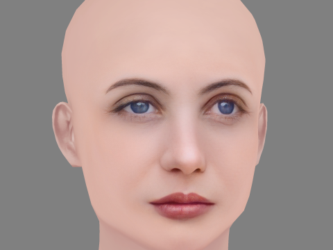 Emmanuelle Beart Head - Tanpa Rambut - Kepala poli rendah untuk permainan Model 3D