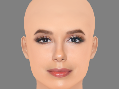 伊娃·朗格利亚头 - 无头发 - 低聚游戏头 3D 模型