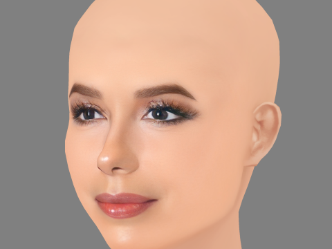 伊娃·朗格利亚头 - 无头发 - 低聚游戏头 3D 模型