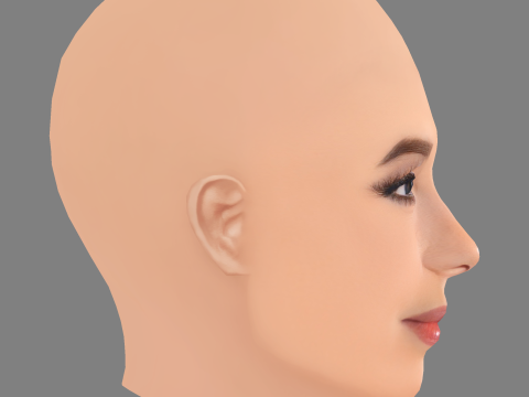 伊娃·朗格利亚头 - 无头发 - 低聚游戏头 3D 模型