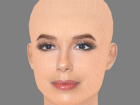 伊娃·朗格利亚头 - 无头发 - 低聚游戏头 3D 模型