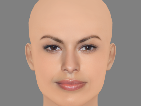 エヴァ・メンデスの頭 - 髪なし - ゲーム用の低ポリ頭 3Dモデル