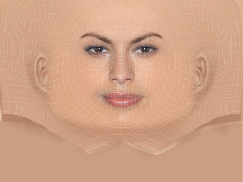 エヴァ・メンデスの頭 - 髪なし - ゲーム用の低ポリ頭 3Dモデル