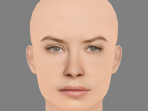 Evangeline Lilly Head - No Hair - Low poly head for game 3D Model