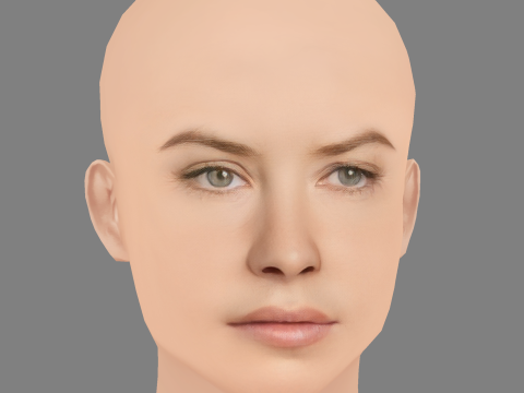Evangeline Lilly Head - No Hair - Low poly head for game 3D Model