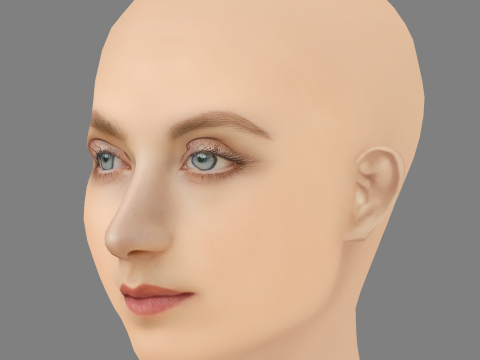 Evanna Lynch Head - No Hair - Tête low poly pour le jeu Modèle 3D