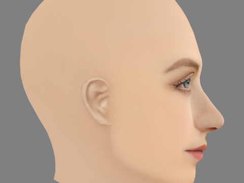 Evanna Lynch Head - No Hair - Tête low poly pour le jeu Modèle 3D