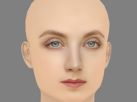 Evanna Lynch Head - No Hair - Tête low poly pour le jeu Modèle 3D